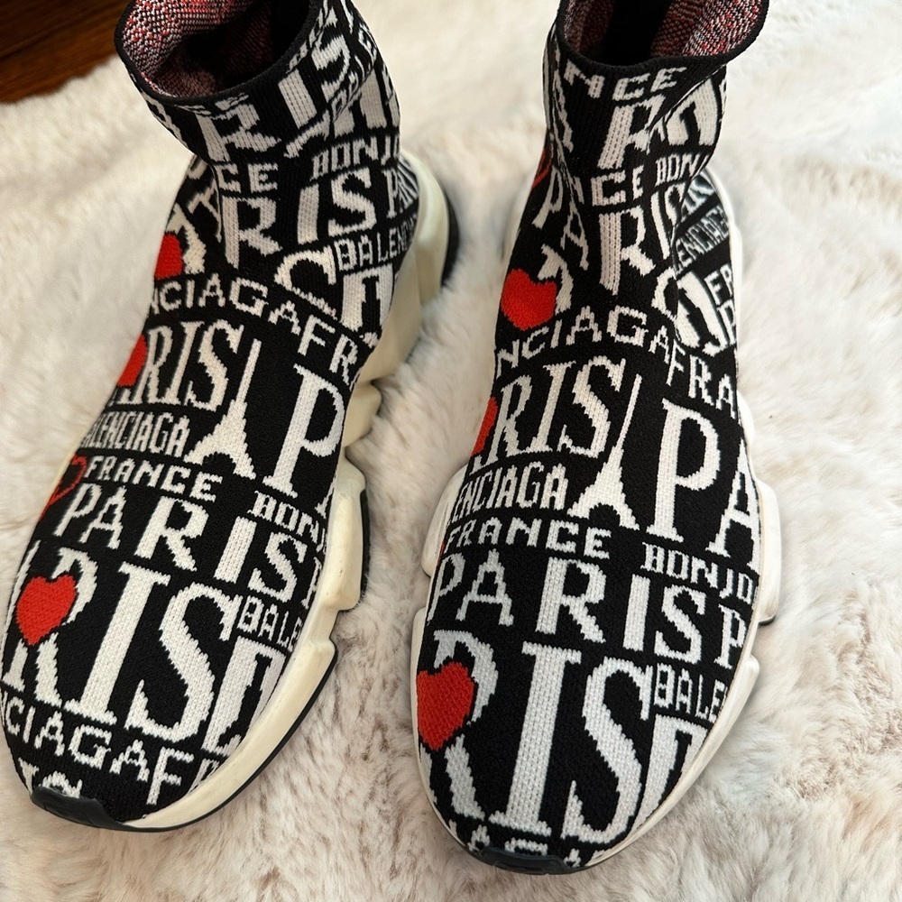 Balenciaga woman Black and Red Graphic Sneakers